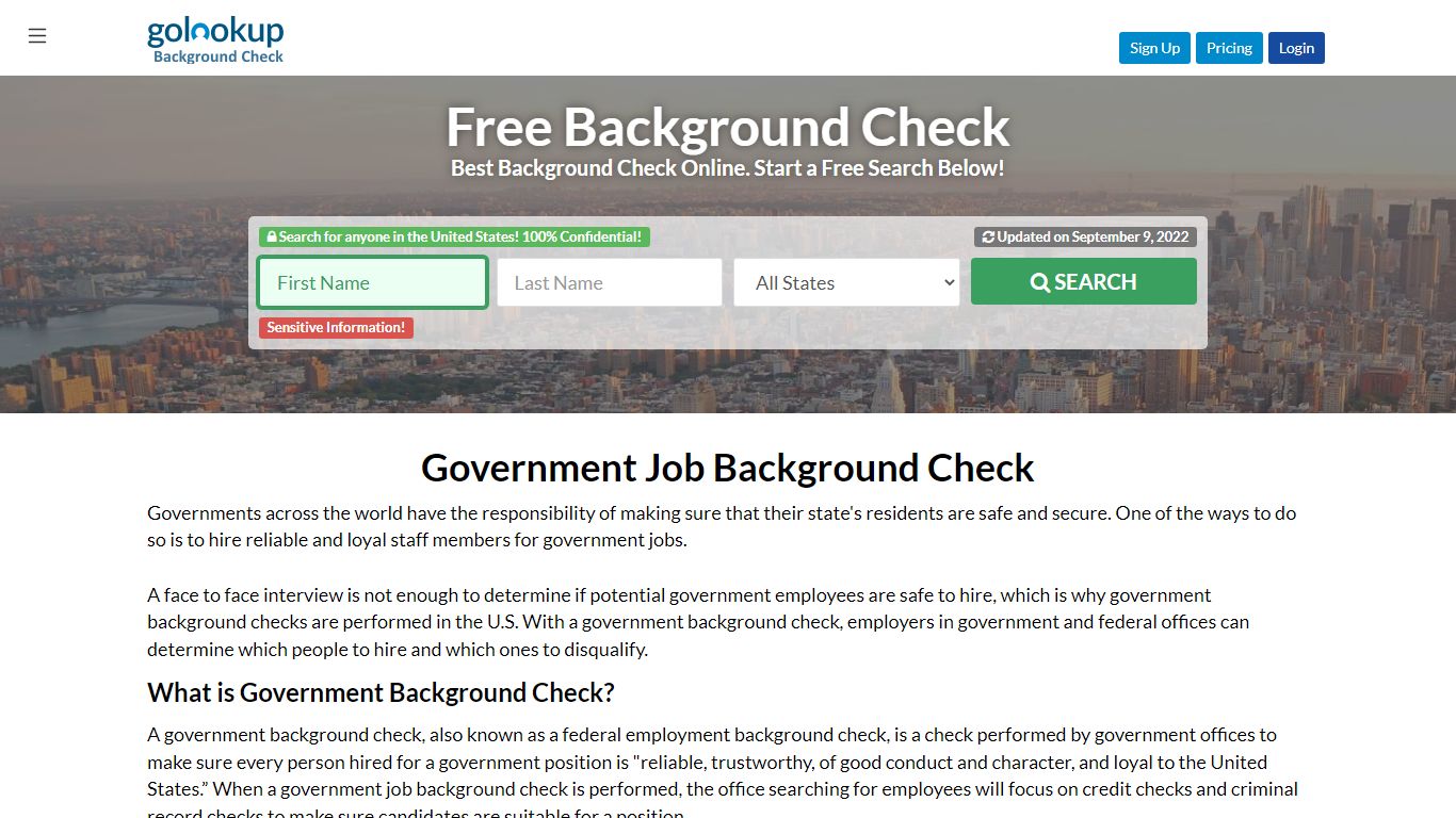 Government Background Check - GoLookUp